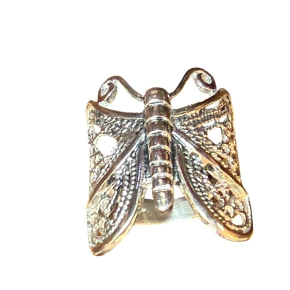 Stainless Steel Butterfly filigree ring silver whimsigoth size 6 Stevie Nicks - Picture 4 of 6